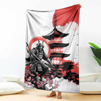 Japanese Samurai Warrior Enso Blanket Japan Pagoda Sakura Watercolor LT14 - Polynesian Pride