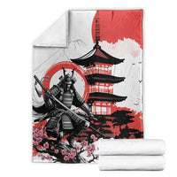 Japanese Samurai Warrior Enso Blanket Japan Pagoda Sakura Watercolor LT14 - Polynesian Pride