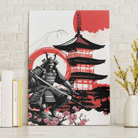 Japanese Samurai Warrior Enso Canvas Wall Art Japan Pagoda Sakura Watercolor LT14 Without Frame White - Polynesian Pride