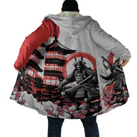 Japanese Samurai Warrior Enso Cloak Japan Pagoda Sakura Watercolor LT14 - Polynesian Pride