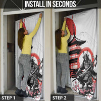 Japanese Samurai Warrior Enso Door Cover Japan Pagoda Sakura Watercolor LT14 - Polynesian Pride