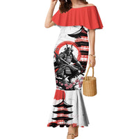 Japanese Samurai Warrior Enso Family Matching Mermaid Dress and Hawaiian Shirt Japan Pagoda Sakura Watercolor - Polynesian Pride