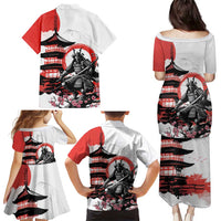 Japanese Samurai Warrior Enso Family Matching Puletasi and Hawaiian Shirt Japan Pagoda Sakura Watercolor - Polynesian Pride