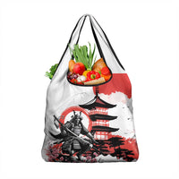 Japanese Samurai Warrior Enso Grocery Bag Japan Pagoda Sakura Watercolor LT14 1-pack One Size White - Polynesian Pride