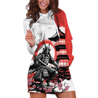 Japanese Samurai Warrior Enso Hoodie Dress Japan Pagoda Sakura Watercolor LT14 White - Polynesian Pride