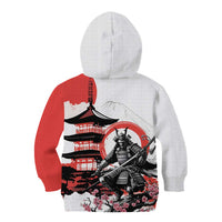 Japanese Samurai Warrior Enso Kid Hoodie Japan Pagoda Sakura Watercolor LT14 - Polynesian Pride