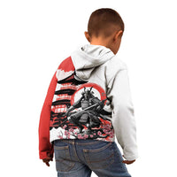 Japanese Samurai Warrior Enso Kid Hoodie Japan Pagoda Sakura Watercolor LT14 - Polynesian Pride