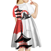 Japanese Samurai Warrior Enso Kid Short Sleeve Dress Japan Pagoda Sakura Watercolor LT14 - Polynesian Pride