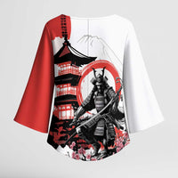 Japanese Samurai Warrior Enso Kimono Sleeve Blouse Japan Pagoda Sakura Watercolor LT14 - Polynesian Pride