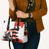 Japanese Samurai Warrior Enso Leather Bag Japan Pagoda Sakura Watercolor LT14 - Polynesian Pride
