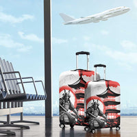Japanese Samurai Warrior Enso Luggage Cover Japan Pagoda Sakura Watercolor LT14 - Polynesian Pride