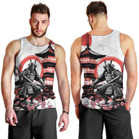Japanese Samurai Warrior Enso Men Tank Top Japan Pagoda Sakura Watercolor LT14 - Polynesian Pride