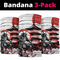 Japanese Samurai Warrior Enso Neck Gaiter Japan Pagoda Sakura Watercolor LT14 package One Size: 25*50cm White - Polynesian Pride