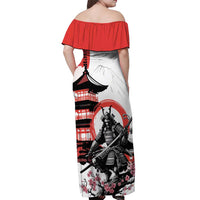Japanese Samurai Warrior Enso Off Shoulder Maxi Dress Japan Pagoda Sakura Watercolor LT14 - Polynesian Pride