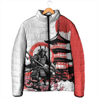Japanese Samurai Warrior Enso Padded Jacket Japan Pagoda Sakura Watercolor LT14 - Polynesian Pride
