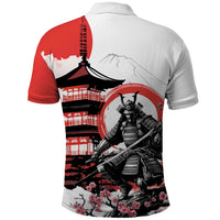 Japanese Samurai Warrior Enso Polo Shirt Japan Pagoda Sakura Watercolor LT14 - Polynesian Pride