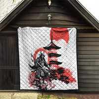 Japanese Samurai Warrior Enso Quilt Japan Pagoda Sakura Watercolor - Polynesian Pride