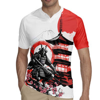 Japanese Samurai Warrior Enso Rugby Jersey Japan Pagoda Sakura Watercolor LT14 - Polynesian Pride