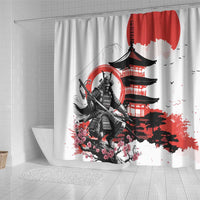 Japanese Samurai Warrior Enso Shower Curtain Japan Pagoda Sakura Watercolor LT14 - Polynesian Pride