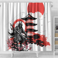 Japanese Samurai Warrior Enso Shower Curtain Japan Pagoda Sakura Watercolor LT14 - Polynesian Pride