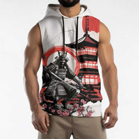Japanese Samurai Warrior Enso Sleeveless Hoodie Japan Pagoda Sakura Watercolor LT14 - Polynesian Pride