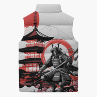 Japanese Samurai Warrior Enso Sleeveless Puffer Jacket Japan Pagoda Sakura Watercolor LT14 - Polynesian Pride