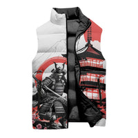 Japanese Samurai Warrior Enso Sleeveless Puffer Jacket Japan Pagoda Sakura Watercolor LT14 - Polynesian Pride