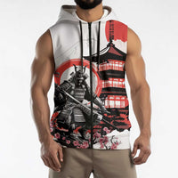 Japanese Samurai Warrior Enso Sleeveless Zip Hoodie Japan Pagoda Sakura Watercolor LT14 - Polynesian Pride