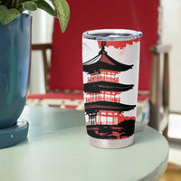 Japanese Samurai Warrior Enso Tumbler Cup Japan Pagoda Sakura Watercolor LT14 - Polynesian Pride