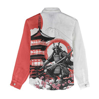 Japanese Samurai Warrior Enso Women Casual Shirt Japan Pagoda Sakura Watercolor LT14 - Polynesian Pride
