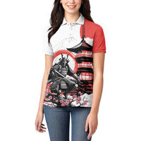 Japanese Samurai Warrior Enso Women Polo Shirt Japan Pagoda Sakura Watercolor LT14 - Polynesian Pride