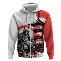Japanese Samurai Warrior Enso Zip Hoodie Japan Pagoda Sakura Watercolor LT14 Zip Hoodie White - Polynesian Pride