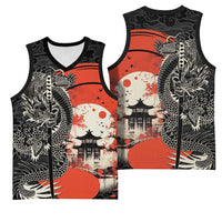 Japanese Dragon Katana Enso Basketball Jersey Japan Pagoda Seamless Cloud LT14 - Polynesian Pride