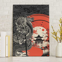 Japanese Dragon Katana Enso Canvas Wall Art Japan Pagoda Seamless Cloud LT14 Without Frame Black - Polynesian Pride