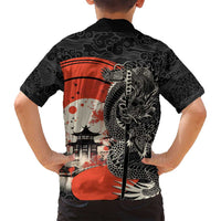 Japanese Dragon Katana Enso Family Matching Long Sleeve Bodycon Dress and Hawaiian Shirt Japan Pagoda Seamless Cloud - Polynesian Pride