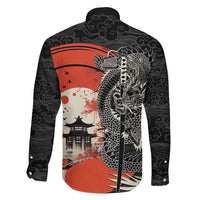 Japanese Dragon Katana Enso Family Matching Short Sleeve Bodycon Dress and Hawaiian Shirt Japan Pagoda Seamless Cloud - Polynesian Pride