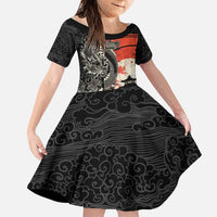 Japanese Dragon Katana Enso Family Matching Tank Maxi Dress and Hawaiian Shirt Japan Pagoda Seamless Cloud - Polynesian Pride
