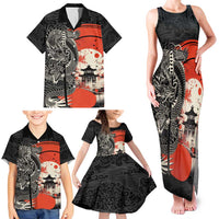 Japanese Dragon Katana Enso Family Matching Tank Maxi Dress and Hawaiian Shirt Japan Pagoda Seamless Cloud - Polynesian Pride