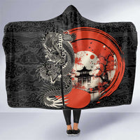 Japanese Dragon Katana Enso Hooded Blanket Japan Pagoda Seamless Cloud LT14 One Size Black - Polynesian Pride