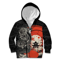 Japanese Dragon Katana Enso Kid Hoodie Japan Pagoda Seamless Cloud LT14 Zip Hoodie Black - Polynesian Pride