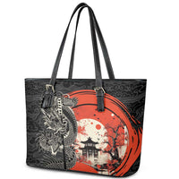 Japanese Dragon Katana Enso Leather Tote Bag Japan Pagoda Seamless Cloud LT14 - Polynesian Pride