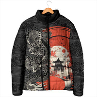 Japanese Dragon Katana Enso Padded Jacket Japan Pagoda Seamless Cloud LT14 - Polynesian Pride