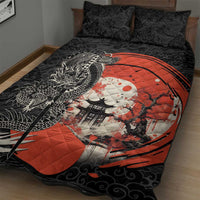Japanese Dragon Katana Enso Quilt Bed Set Japan Pagoda Seamless Cloud - Polynesian Pride