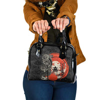 Japanese Dragon Katana Enso Shoulder Handbag Japan Pagoda Seamless Cloud LT14 One Size Black - Polynesian Pride