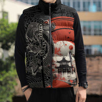 Japanese Dragon Katana Enso Sleeveless Puffer Jacket Japan Pagoda Seamless Cloud LT14 - Polynesian Pride