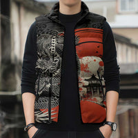 Japanese Dragon Katana Enso Sleeveless Puffer Jacket Japan Pagoda Seamless Cloud LT14 - Polynesian Pride