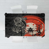 Japanese Dragon Katana Enso Tablecloth Japan Pagoda Seamless Cloud LT14 Black - Polynesian Pride
