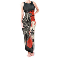 Japanese Dragon Katana Enso Tank Maxi Dress Japan Pagoda Seamless Cloud LT14 Women Black - Polynesian Pride