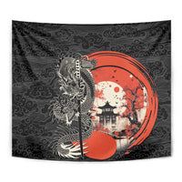 Japanese Dragon Katana Enso Tapestry Japan Pagoda Seamless Cloud LT14 - Polynesian Pride