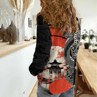 Japanese Dragon Katana Enso Women Casual Shirt Japan Pagoda Seamless Cloud LT14 - Polynesian Pride